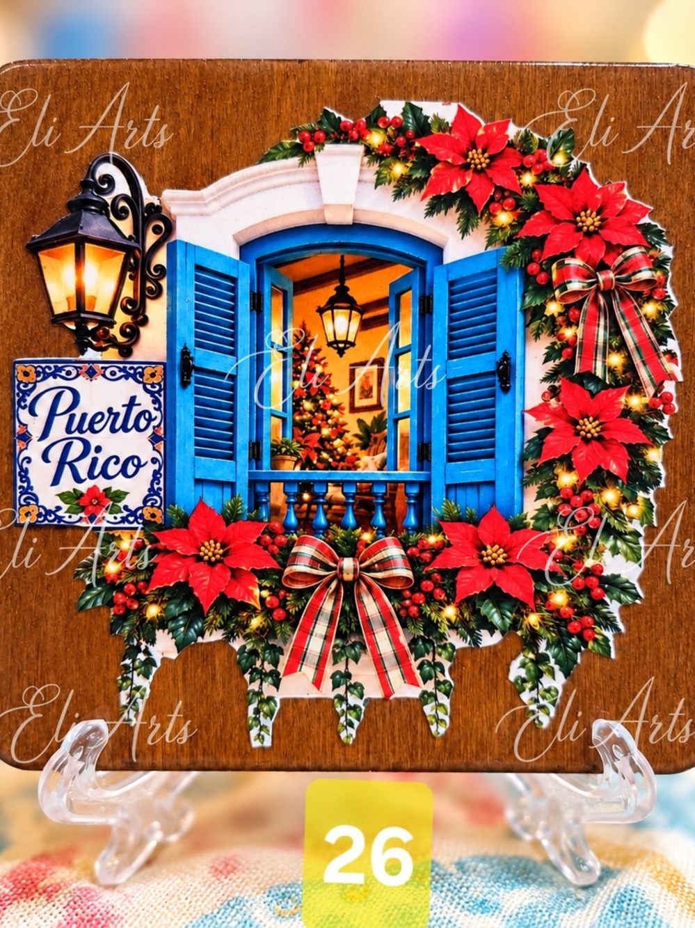 Puerto Rico Christmas Wooden Decor – Festive Window